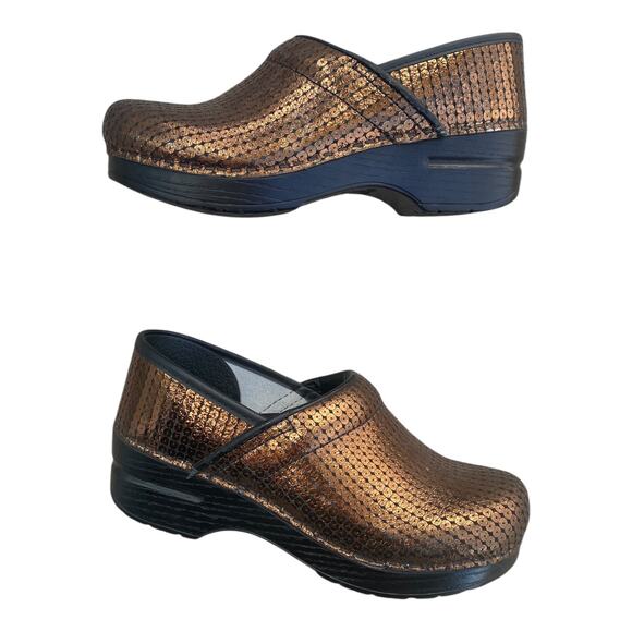 Dansko Professional Clogs EU 35 US 5 Copper Woven Metallic Nurse Comfort Slip On - Picture 10 of 16